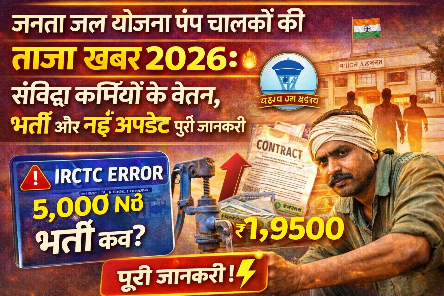 संविदा में जनता जल योजना के पंप चालकों की न्यूज़ आज की